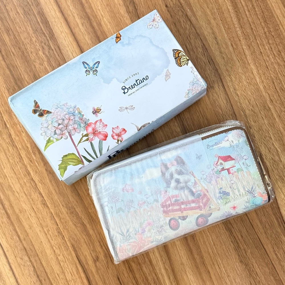 Brentano Floral & Butterfly Wallet - Pastel Blue Pink